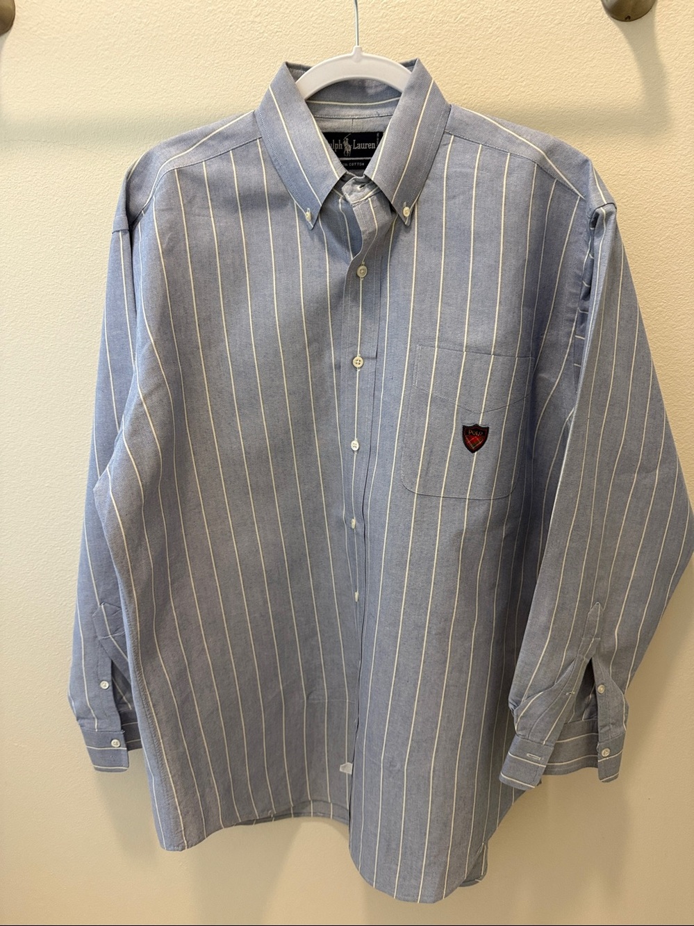 Polo by Ralph Lauren 100% Cotton Blue Stripe Button-Down Shirt M